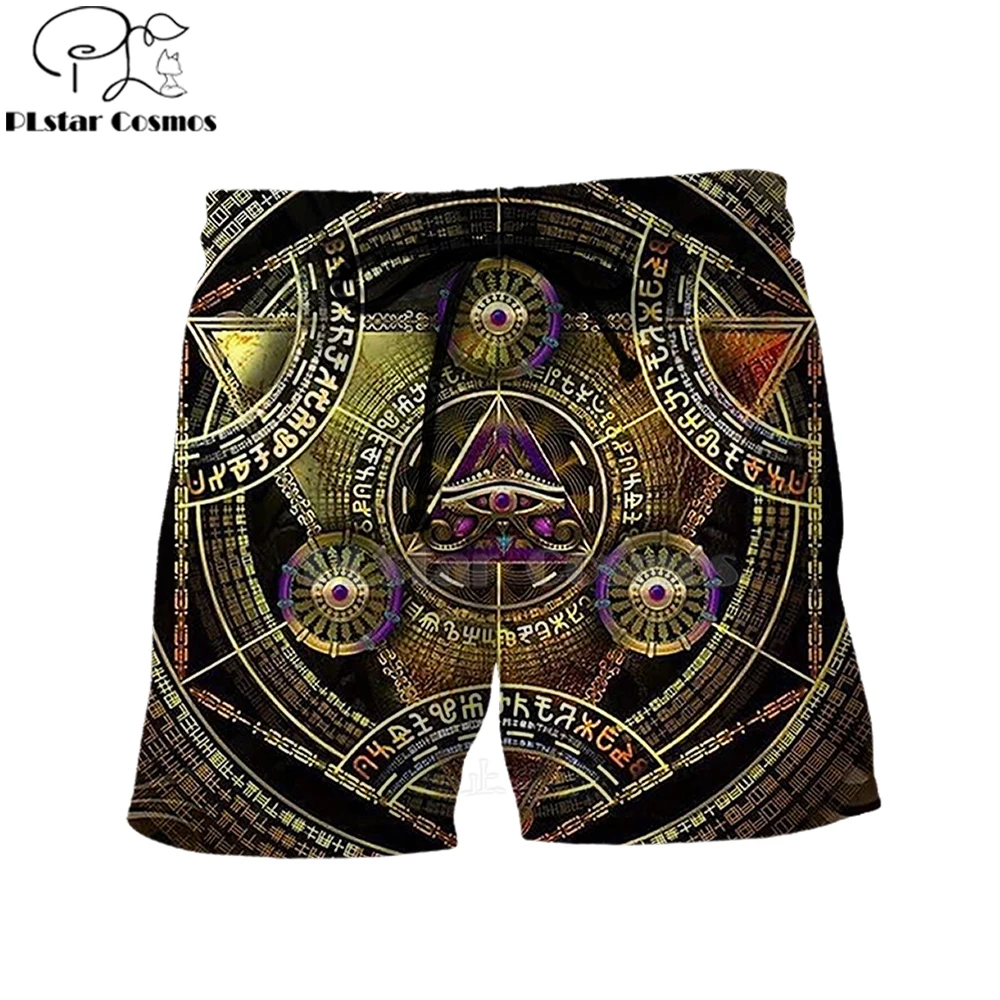 

Newest Mysterious retro ancient Horus Egypt totem Men's Summer Casual Shorts Harajuku 3D Print Loose Beach Casual Pharaoh-3