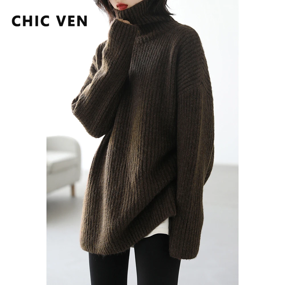 

CHIC VEN Women's Turtleneck Sweater Solid Pullover High Neck Women's Underwear Bottomed Woman Jerseys Sweatshirts Winter Autumn