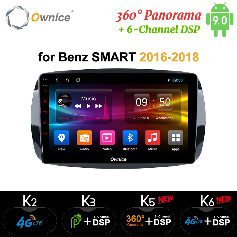 Ownice Android9.0 Восьмиядерный 360 Panorama DSP 4G LTE автомобильный Радио gps Navi K3 K5 K6 для Mercedes Benz Smart Авторадио