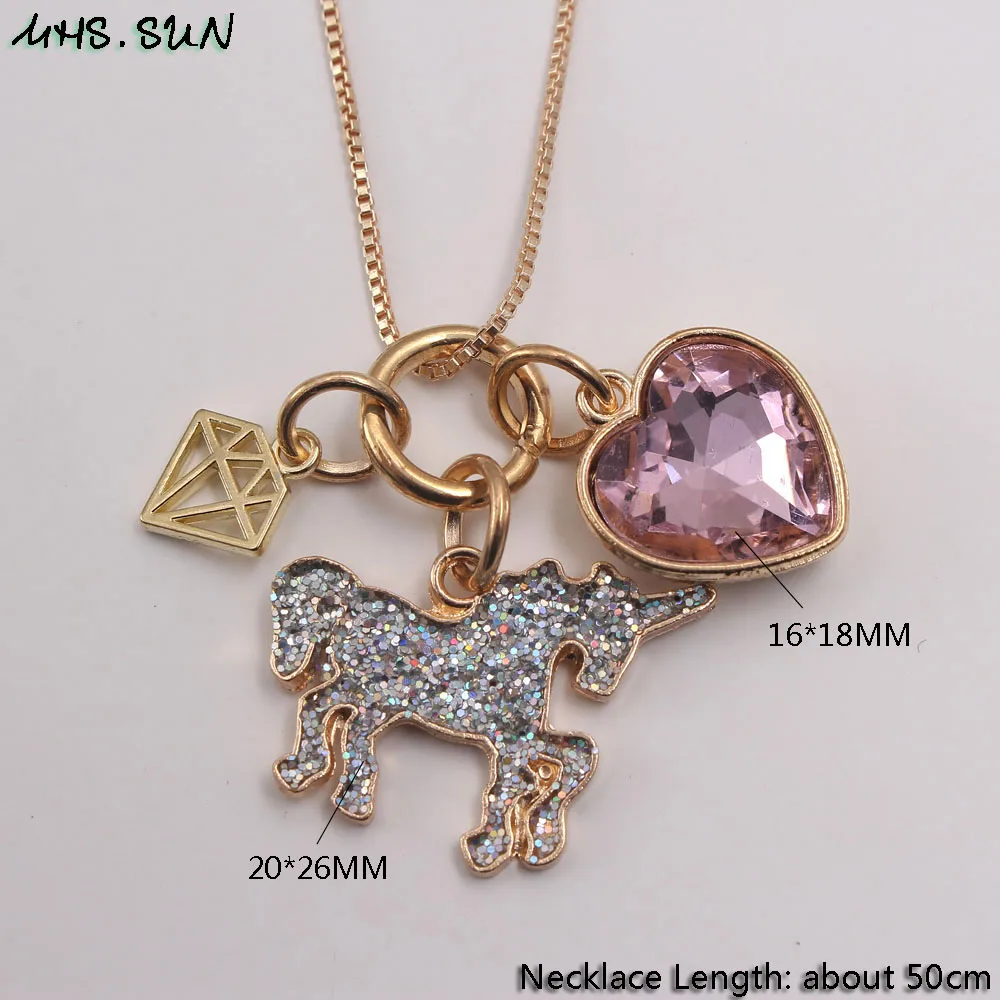 Ожерелье MHS.SUN для девочек с подвесками в виде единорога модная детская