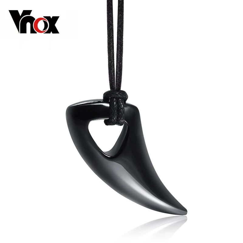 Модное черное ожерелье Vnox из нержавеющей стали дизайн бычьего рога мужские