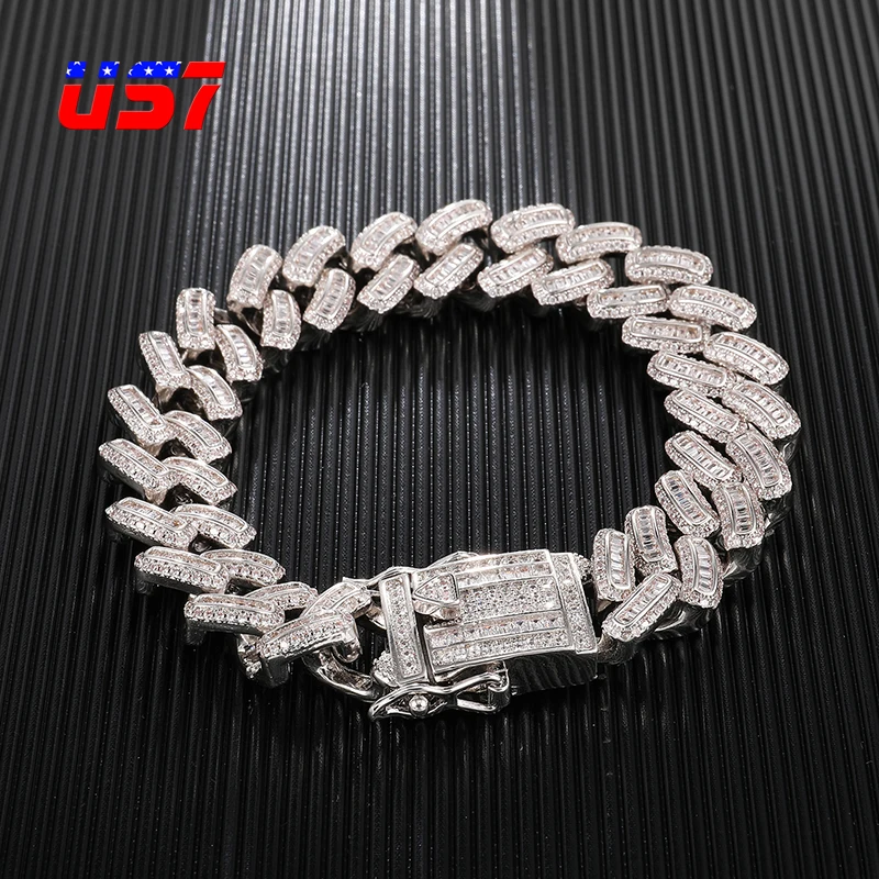 Браслет-цепочка US7 из кубинской меди с микрозакрепкой фианита 15 мм | Украшения и