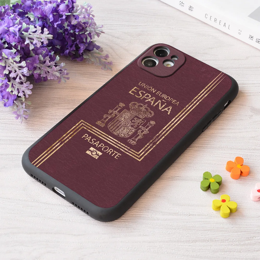 

For iPhone Spanish Passport Vintage Print Soft Matt Apple Case
