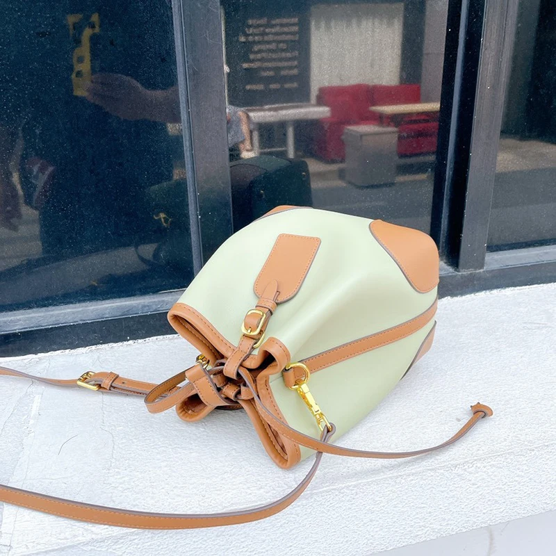 

[BXX] Vintage Genuine Leather Bucket Bags Women 2021 Fashion Branded Chain Crossbody Hand Bag Lady Trend Handbags Purses CB650