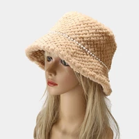 fashion autumn winter hat for women warm fisherman cap faux fur panama hat solid white outdoor bucket cap female bonnet femme