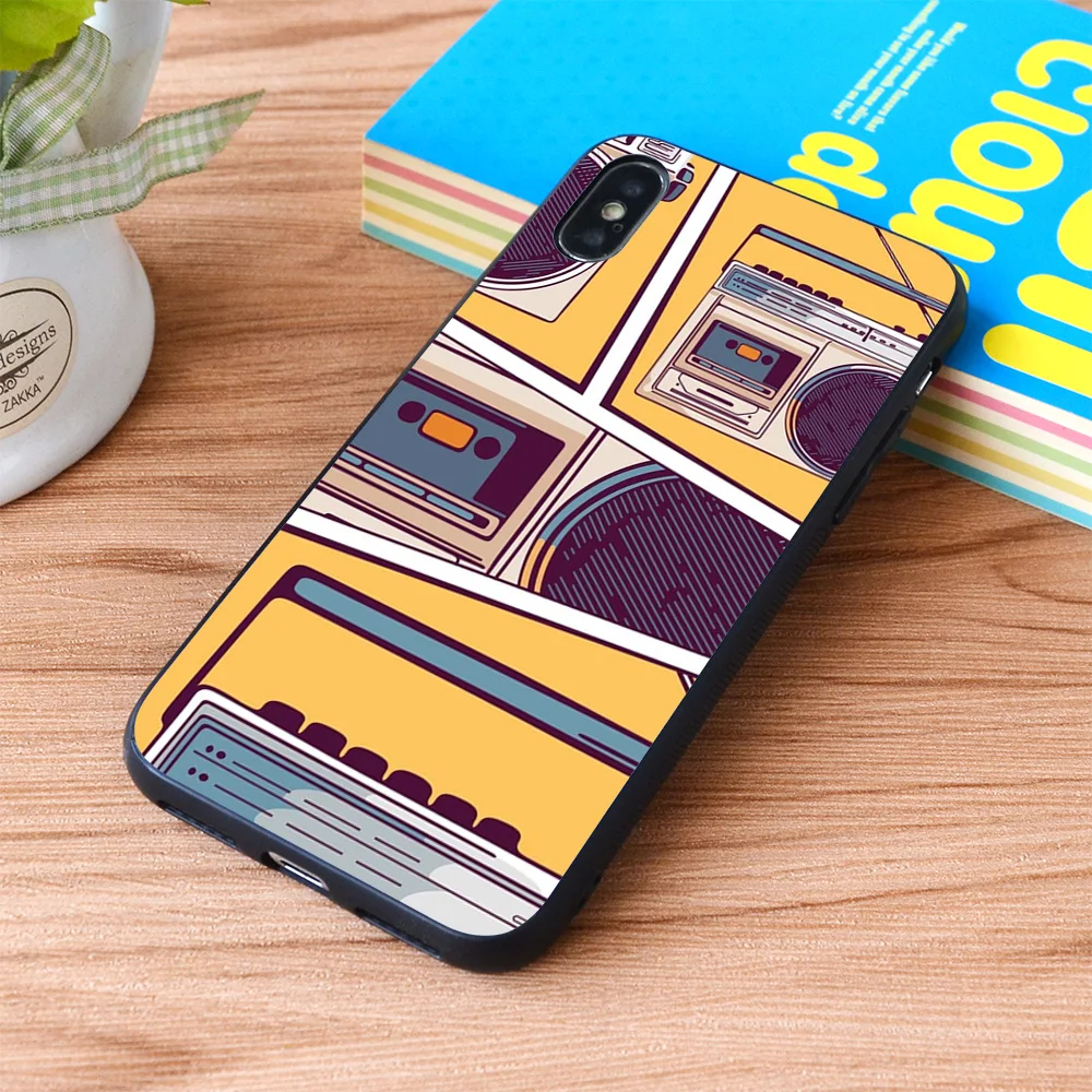 Чехол для iPhone в стиле ретро с радио Boombox из мягкого ТПУ рамкой Apple iPhone|Бамперы| |
