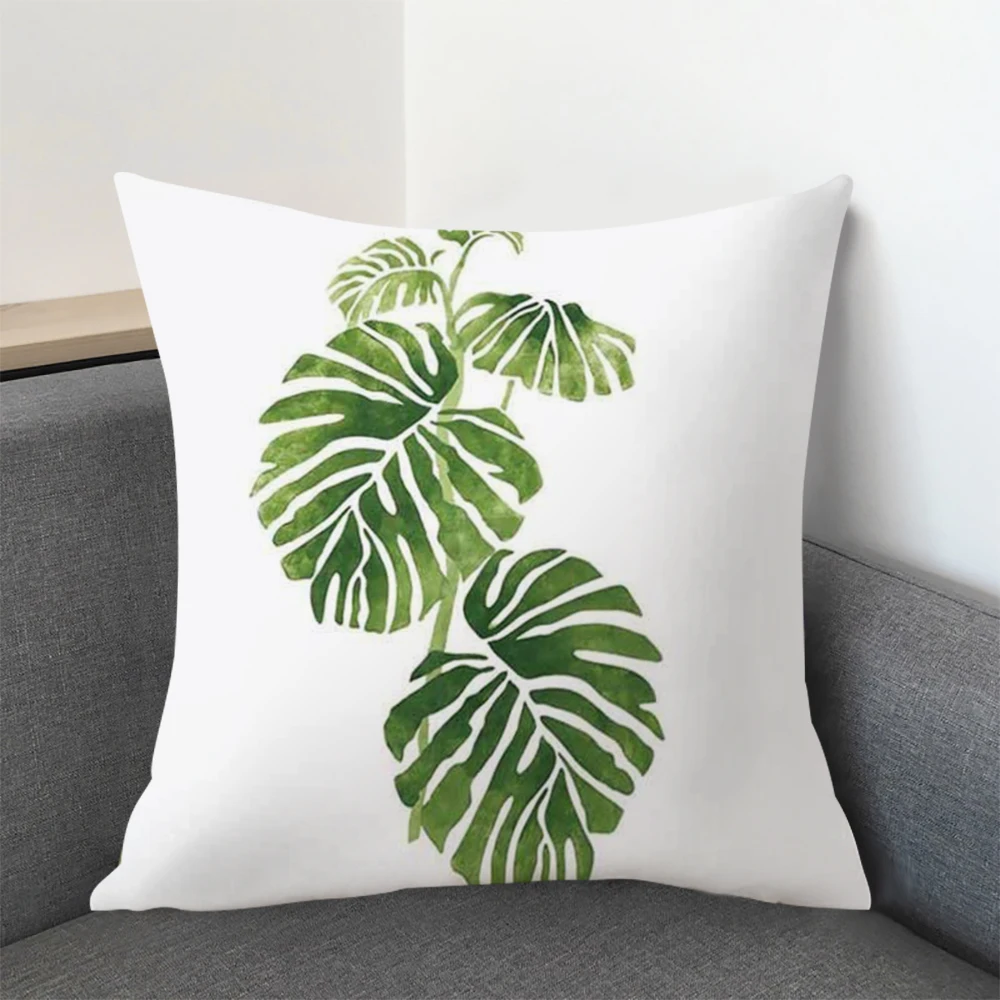 2 шт. наволочка с зелеными листьями принтом тропических растений для подушки из