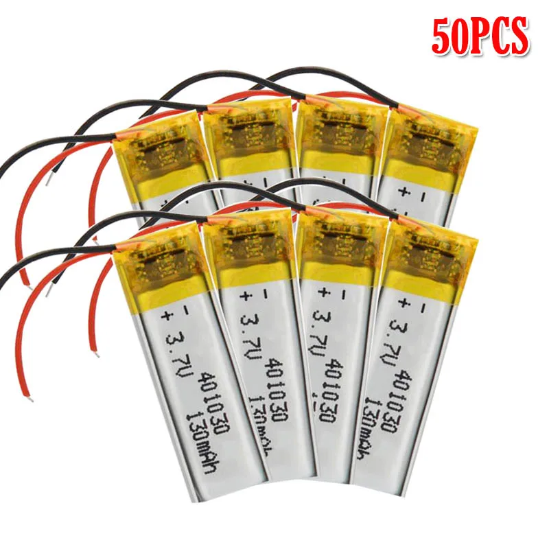 50pcs 3,7 в 130 мАч 30*10*4 мм 401030 литий-ионный аккумулятор для MP3 MP4 MP5 DVD Игрушка Мобильный bluetooth наушники lipo перезаряжаемый элемент - Цвет: 50pcs
