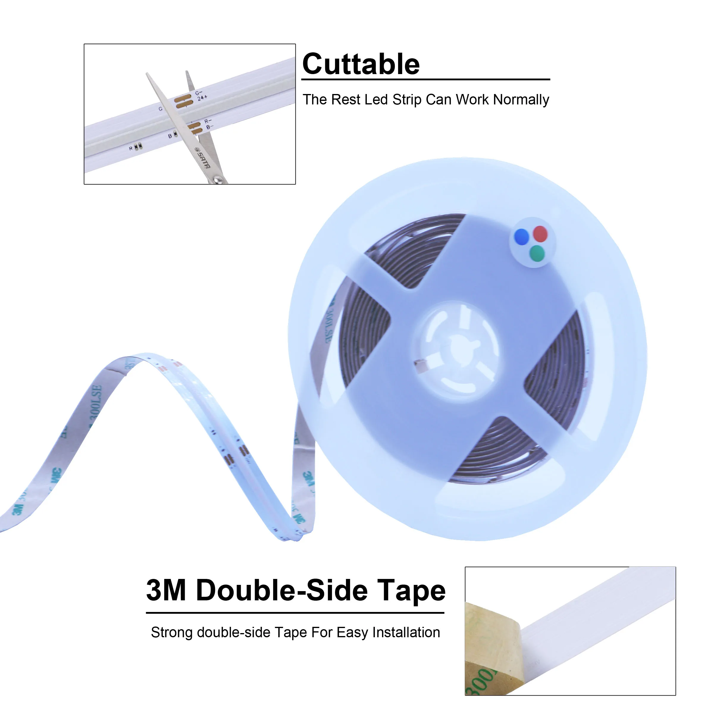 DC24V CCT/RGB/RGBW COB LED Light Strip 840LEDs/m High Density Flexible FOB RA90 Linear Dimmable Led Lights |