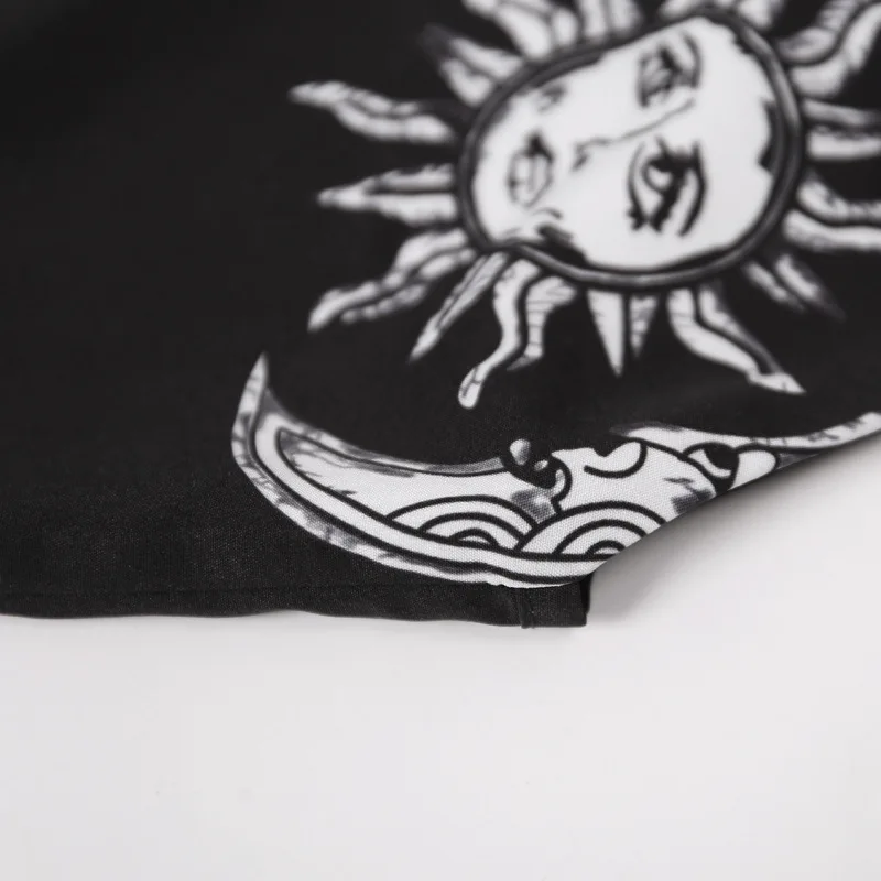 Женское платье на пуговицах Goth Dark, винтажное черное платье с принтом, элегантное повседневное сетчатое платье на бретельках с v-образным вырезом, на лето