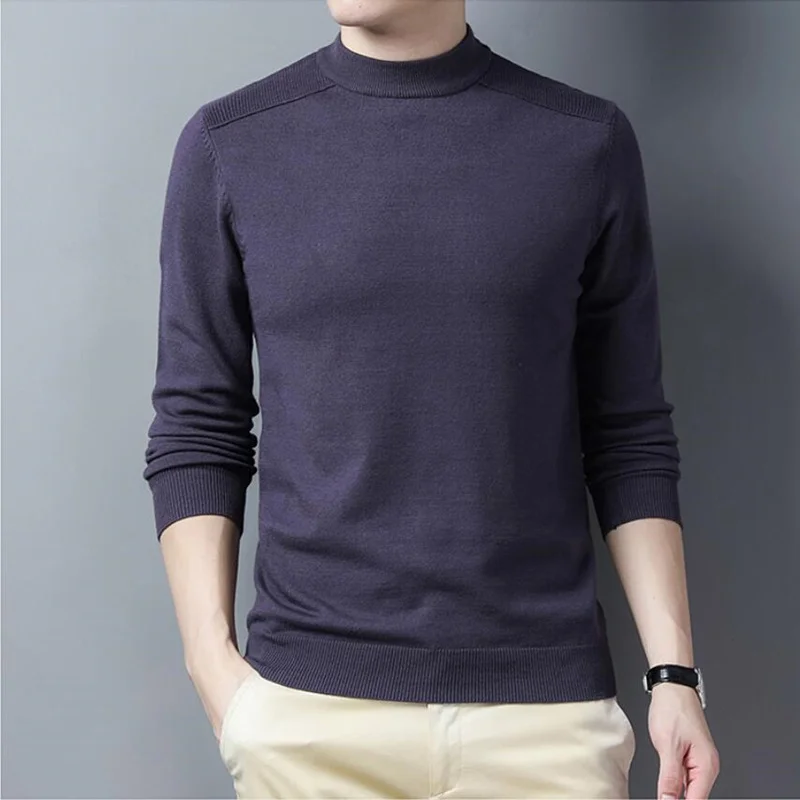 

2021 New style Cotton Pullover Men's Round collar Sweater Fashion Solid Color High Quality Winter Slim Sweaters Men Knit shirts