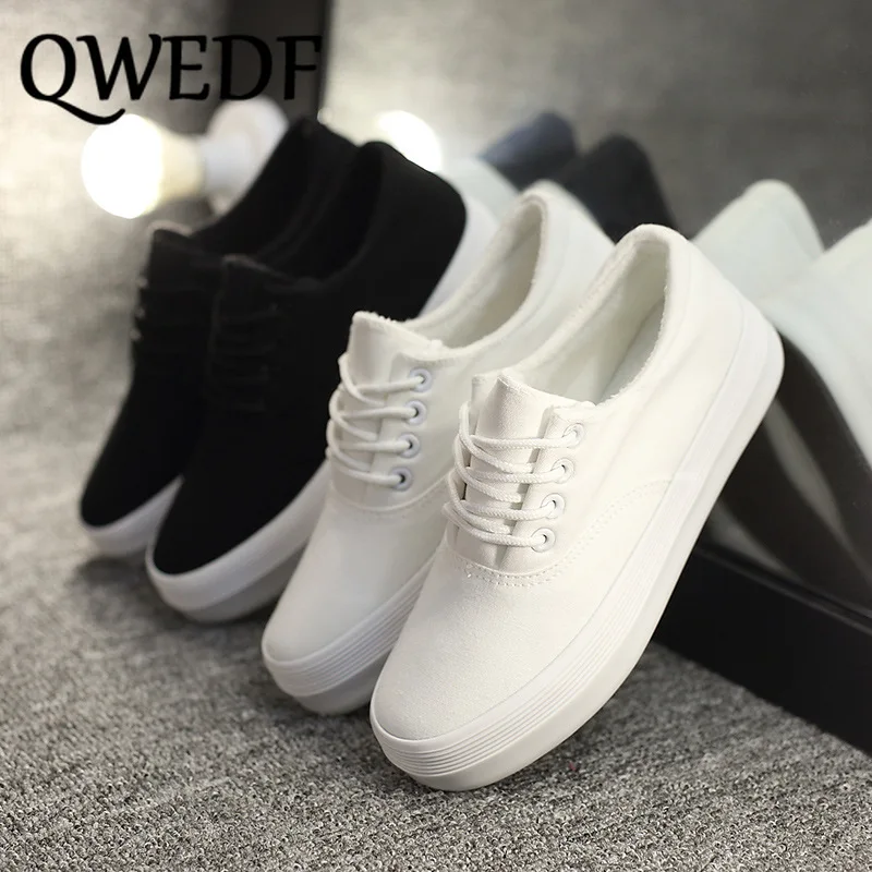 QWEDF 2019 новые низкие текстильные ботинки для женщин Сапоги студенток в Корейском