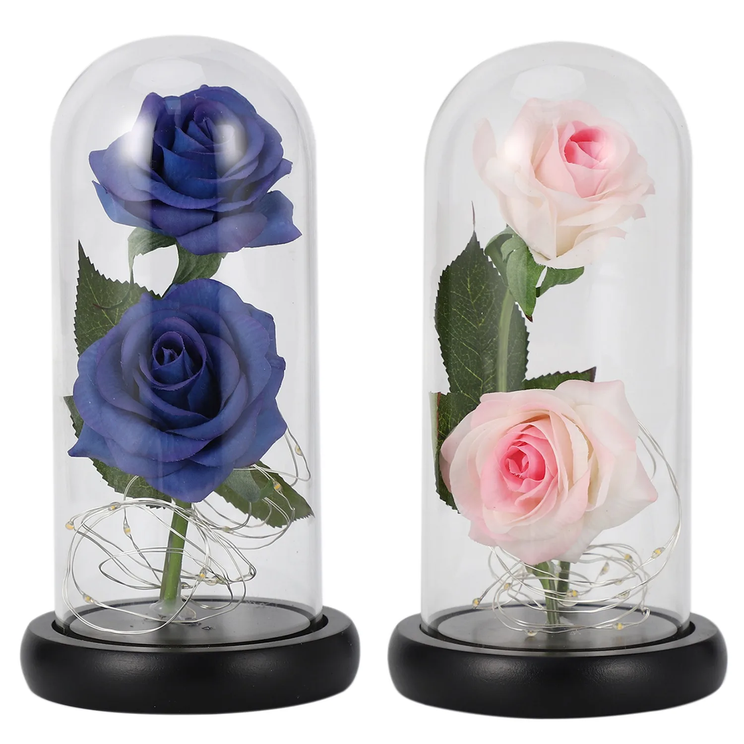 Розы заколдованные Красной шелковой розой с упавшими лепестками светодиодные