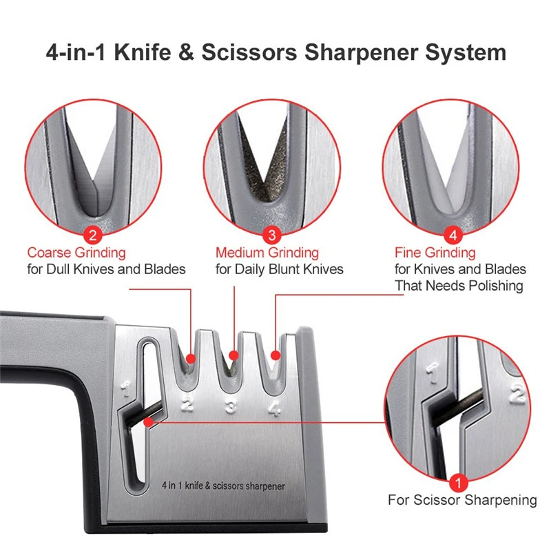 4 в 1 Нержавеющая сталь ножницы инструменты Бриллиантовая заточка ножей