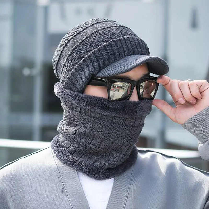 XEONGKVI в Корейском стиле Зимняя теплая утка язык вязаный Кепки шарф комплект из