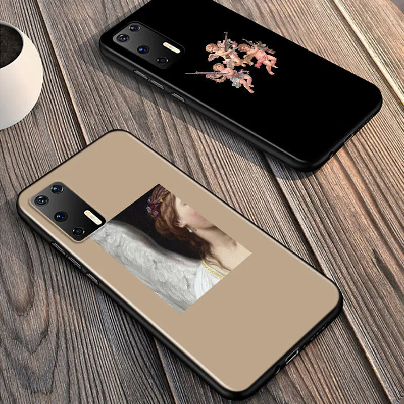 

Boy Girl Angel Baby For Huawei P40 P30 P20 Pro P10 P9 P8 Lite E Plus 5G 2019 Phone Case Bright Black Silicone Cover