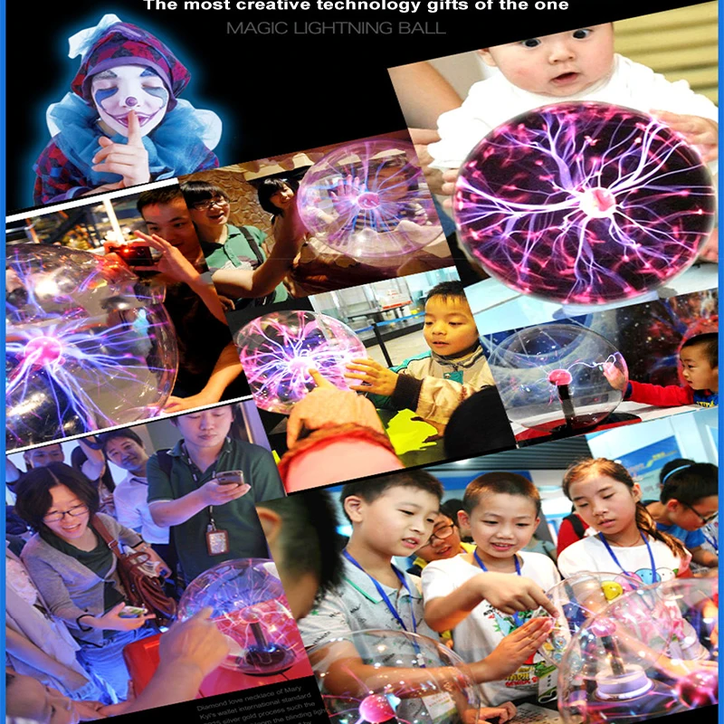 

Novelty Magic Plasma Ball Light 3/4/5/6 Inch Night Light Christmas Kids Gift Glass Plasma Lamp Party Decor Table Lights
