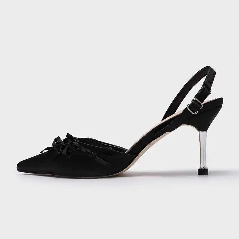 

Autumn 2021 fashion new Baotou sandals bow fashion high heel single shoes thin heel pointed fashion women's shoes
