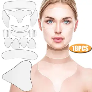 18Pcs Reusable Silicone Removal Sticker Face Forehead Neck Eye Sticker Pad Anti Aging Skin Lifting C