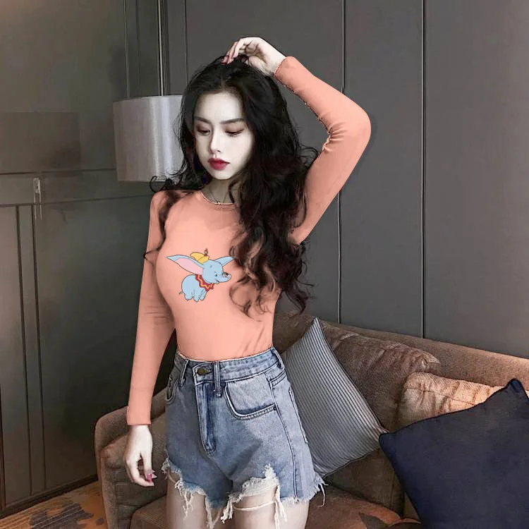 2019 футболка с рисунком Дамбо Маленький Слоник женская для девочек Тонкий Топ