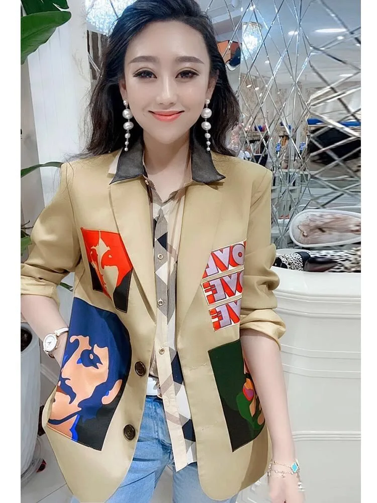 Женский пиджак с принтом демисезонный в готическом стиле | Женская одежда