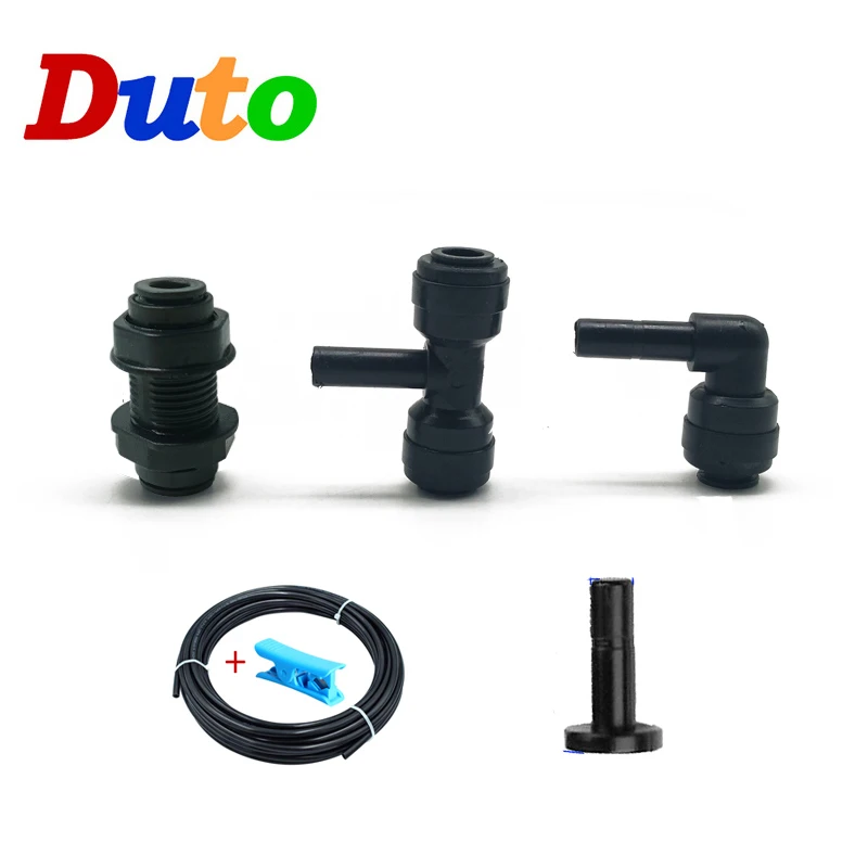 

1/4" Bulkhead Union Connector Tee Elbow Quick Connector Flexible PE Water Hose for RO Water System Reptile Fittings Black White