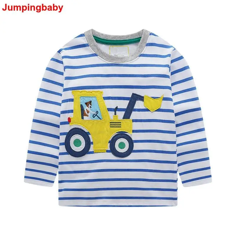 Jumpingbaby/детская футболка 2021 для мальчиков с изображением автомобиля детей