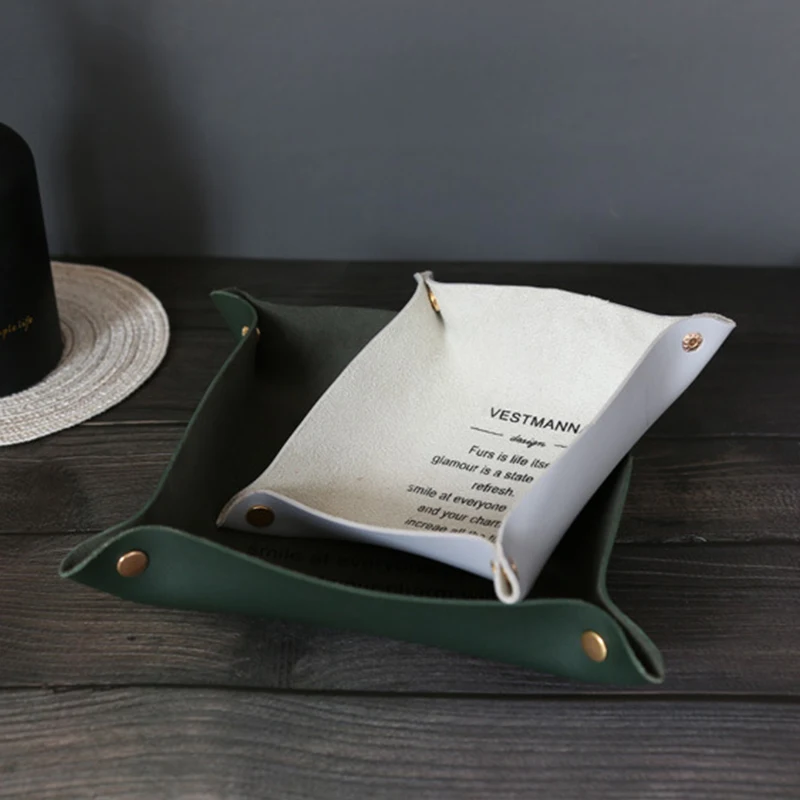 Ins скандинавский кожаный Простой Настольный лоток для хранения ключей коробка