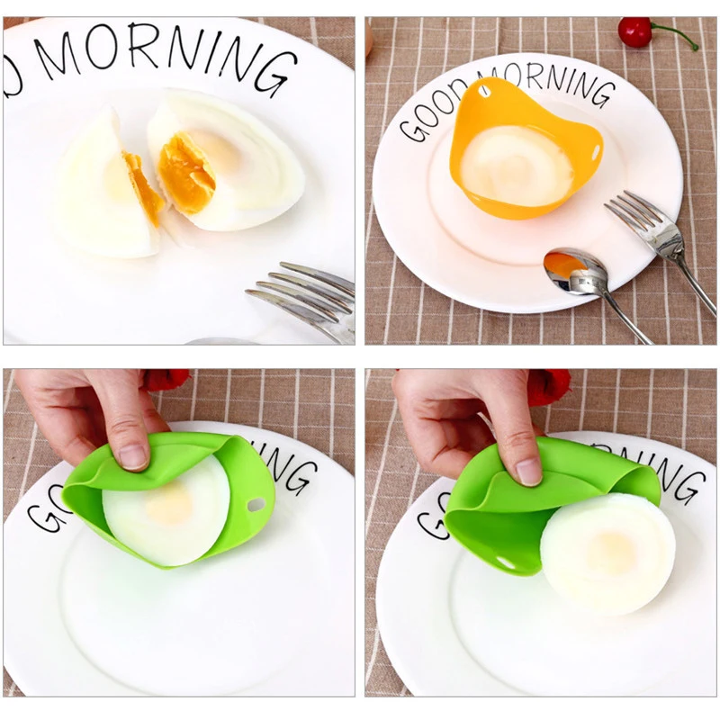 4 pcs Food Silicone Egg Cooker Steamed Poaching Cups with Build-in Ring Cooking Boiler Cup Kitchen Accessories | Спорт и развлечения