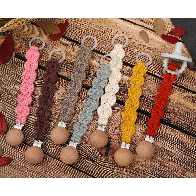 Детский держатель для соски пустышки с деревянными бусинами|Шнурки и чехлы