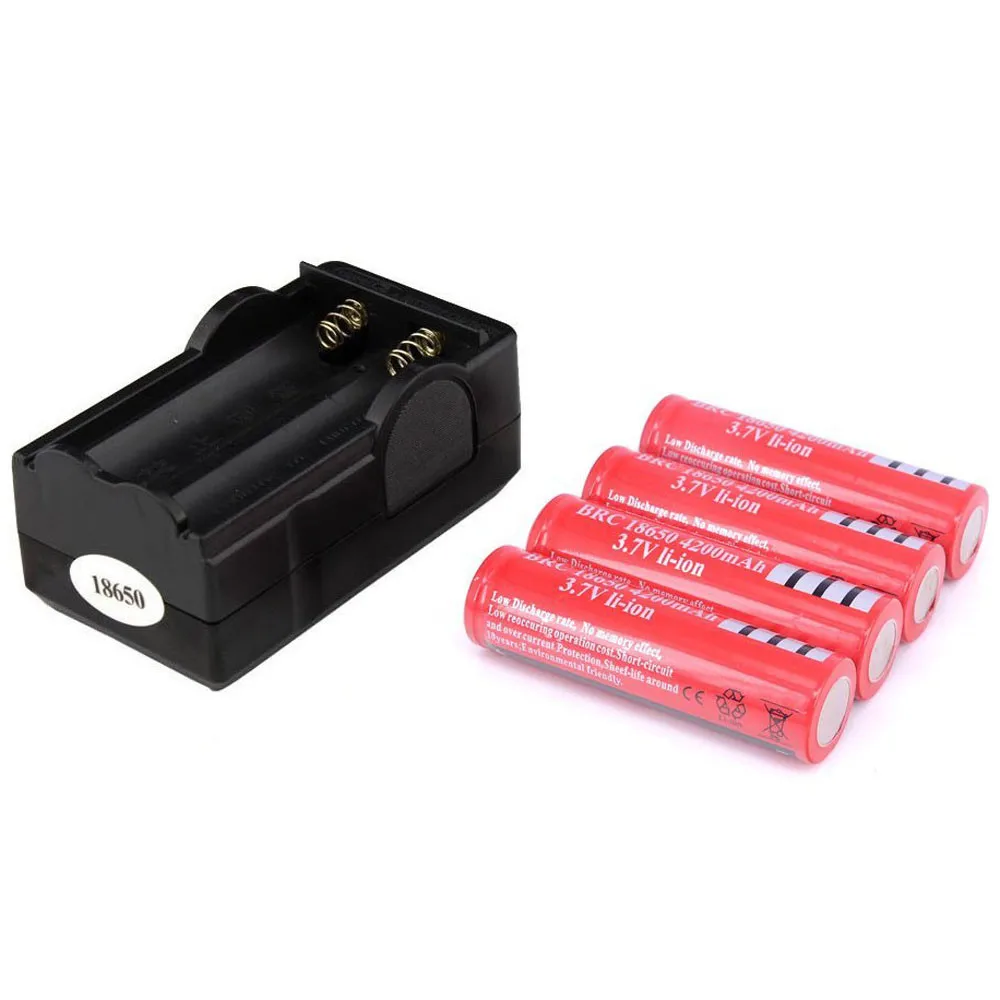 chager 4pcs battery Лучшая цена 4 шт 18650 4200mah BRC 3,7 V литий-ионный аккумулятор+ Ipcs зарядное устройство для аварийного освещения портативные устройства - Цвет: chager 4pcs battery