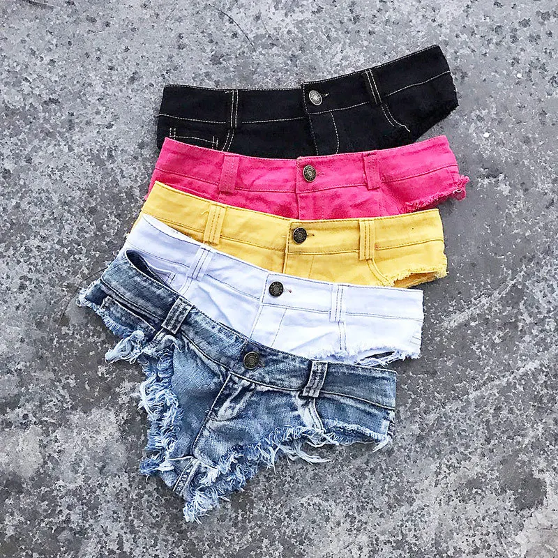 

Low Waist Denim Women's Shorts 2021 Summer Fashion Jean Cotton G-String Shorts Ladies Skinny Sexy Club Super Short Jeans Female