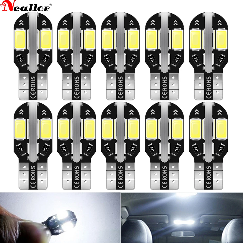 

Светодиодные лампы W5W T10 Canbus 5730 8SMD 12 в 6000K 194 168, 10 шт.