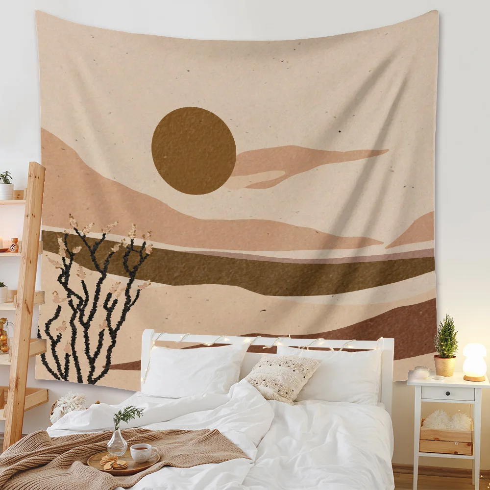 

Landscape Wall Tapestry Abstract Psychedelic Leopard Women Astrology Celestial Tapiz Tropical Leaves Boho Decoration Home Decor