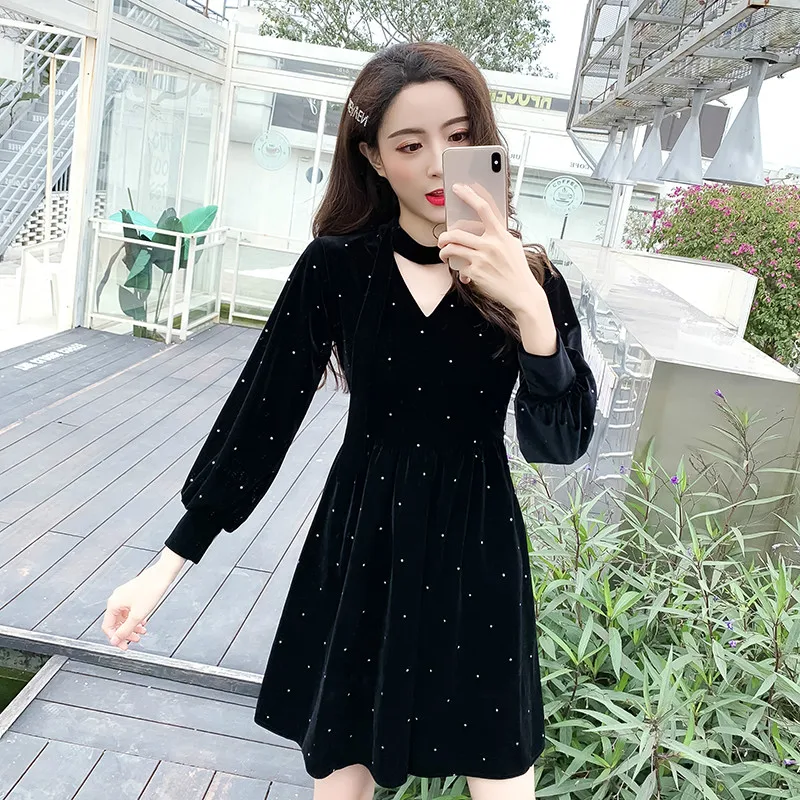 Joinyouth платья для женщин Корейский A Line Solid Ropa Mujer яркий Кристалл Мини халат Femme 2020