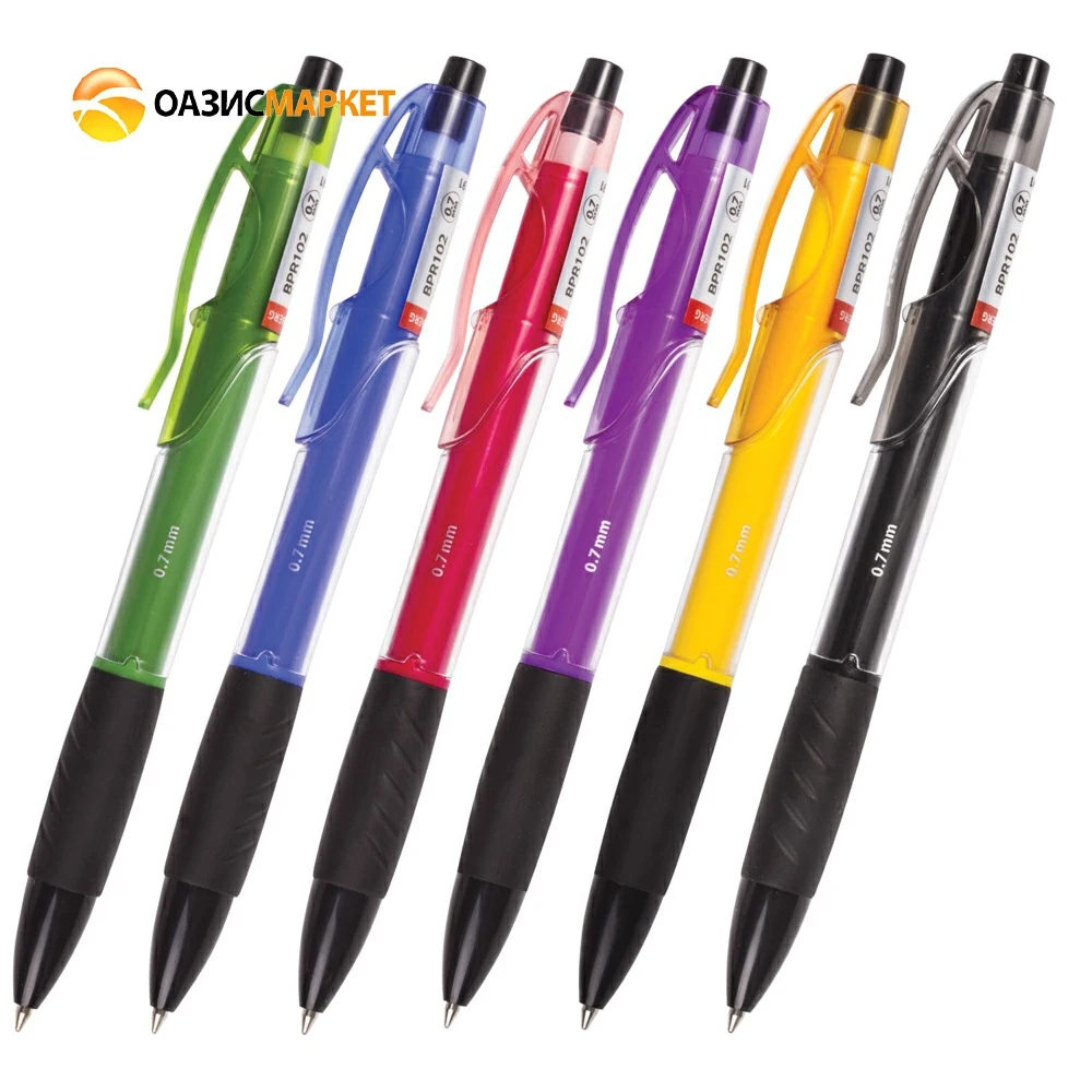 Ручка шарик. BRAUBERG &quotViolin&quot автомат. с грипом синяя корп. ассорти(без выб.) узел 0 7