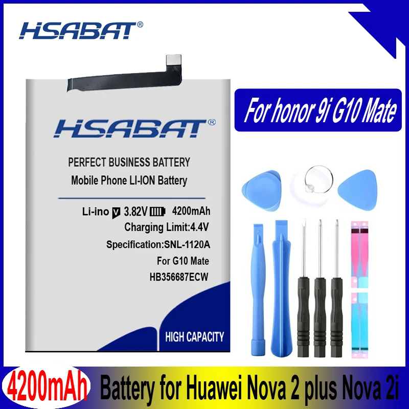 HSABAT аккумулятор 4200 мАч HB356687ECW для huawei nova 2 plus nova 2i honor 9i G10 mate 10 lite BAC-AL00 7X nova 2 plus