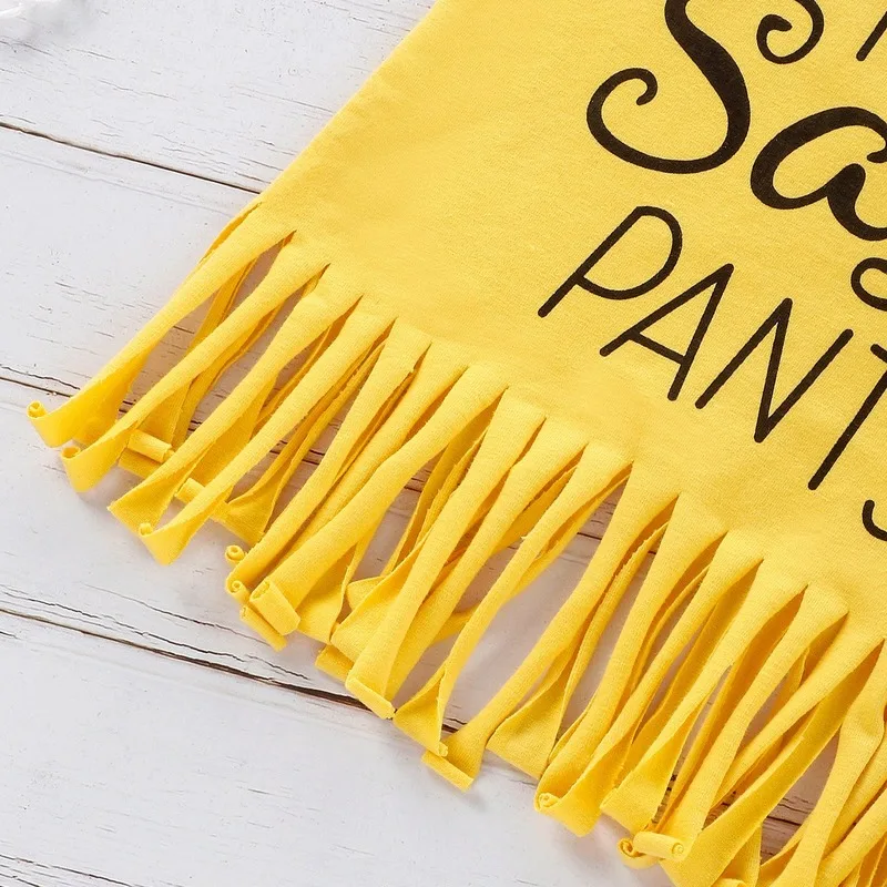 

LarLarboom Fashion Tassel Decoration Girls Suits Letter Print Vest Top + Floral Shorts Twop-pieces Sets Casual Children's Sets