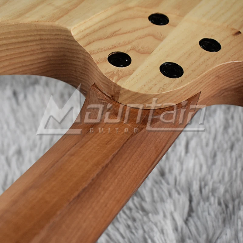 Горная безголовая гитара fanned fret 25,5-25 'пепельный корпус Пламя клен Топ жареный кленовый гриф fret