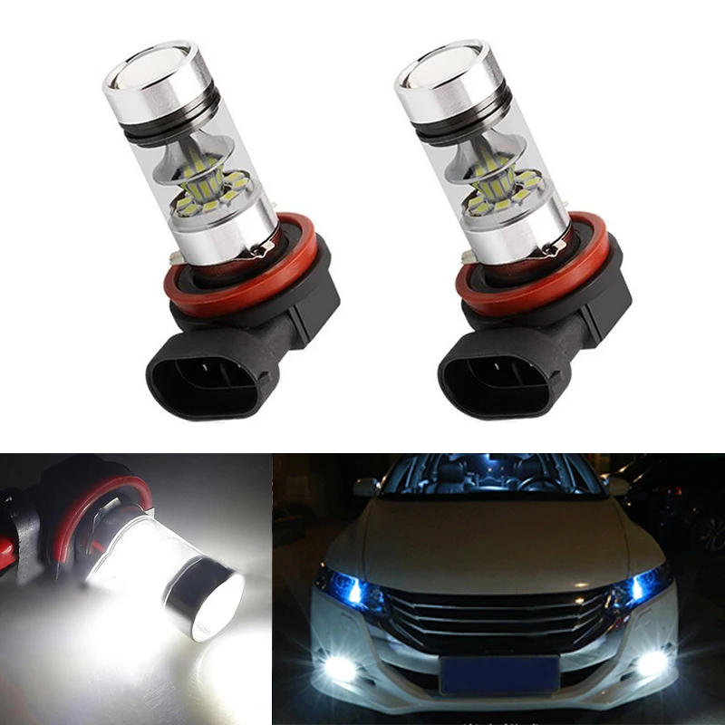 2x H11 H8 LED Car Lights LED Bulbs DRL Fog Light Driving Lamp For Honda civic fit accord Crider crv
