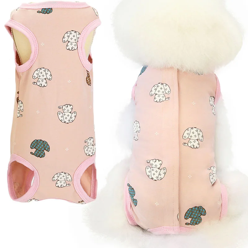 Пижама для собак с рисунком животных Одежда питомцев кошек стерилизационный