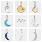 Винтажный кулон в виде Луны и звезды, европейская Золотая Модная бижутерия, серебро 925 пробы, подарок для женщин и мужчин, подходит для браслета, ожерелье