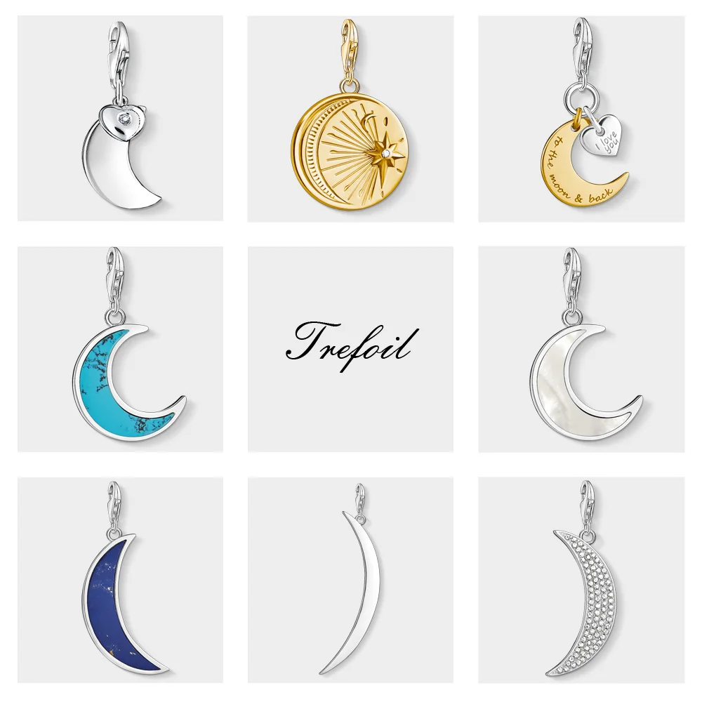 Винтажный кулон в виде Луны и звезды Европейская мода 2019 серебро 925 пробы подарок