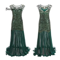 gatsby vintage 1920s flapper beaded sequins maxi sheer dresses sparkly women long party dress cosplay costume party dress