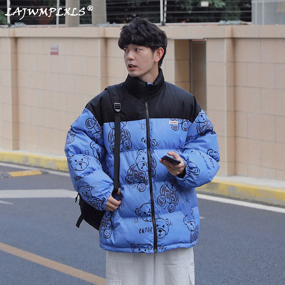 

New men's winter jacket 2021 Men luxury Rib Sleeve Parka Bear couple Coats & Jackets Thick Down Cotton Coats Abstract digital