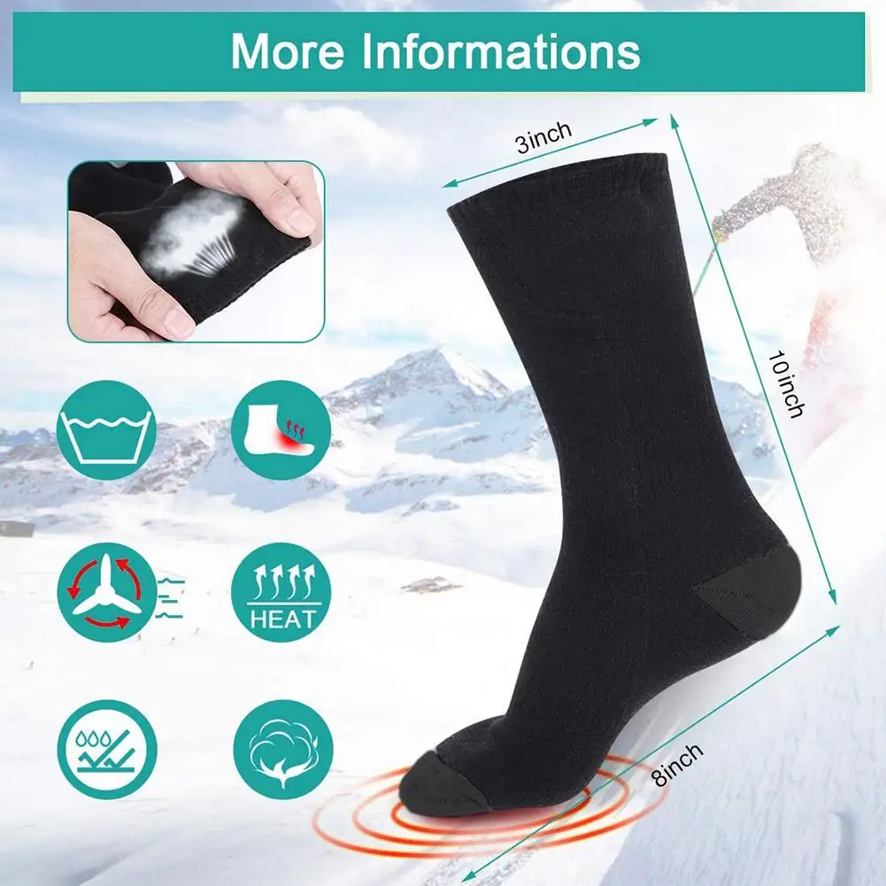 

Thermal Cotton Heated Socks Sport Ski Socks Winter Rechargeable Lithium Battery 3-temperature Levels Socks Foot Warmer For Women