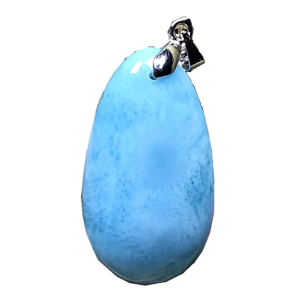 

Подвеска Larimar для женщин и мужчин, натуральный синий кристалл, 31x17x8 мм, капли воды, серебро, с рисунком воды, камень, ювелирные изделия AAAAA