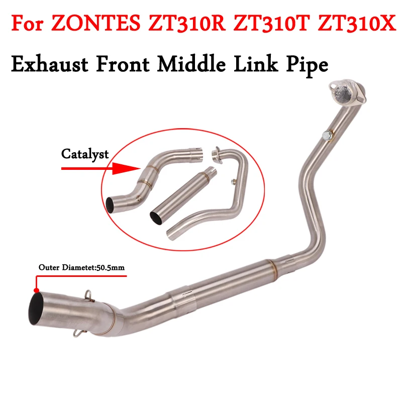 Motorcycle Exhaust Escape Modify Front Mid Link Pipe Connecting 51mm Muffler Slip on For ZONTES ZT310R ZT310T ZT310X 2018-2020