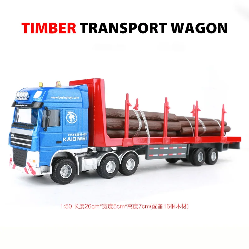 

1:50 Scale Alloy Engineering Truck Timber Transport Truck Trailer Metal Die-cast Collection Toy Vehicle Model For Boy Gift Hot