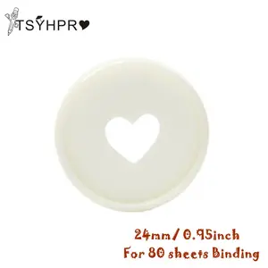 Переплетные кольца с сердцем и листьями, 3050100 шт., 24 мм, белые Dicsbounds для записных книжков, сделай сам, планировщик, дисковые переплетчики для скрапбукинга